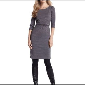 White House Black Market Silver Pinstripe Dress 14